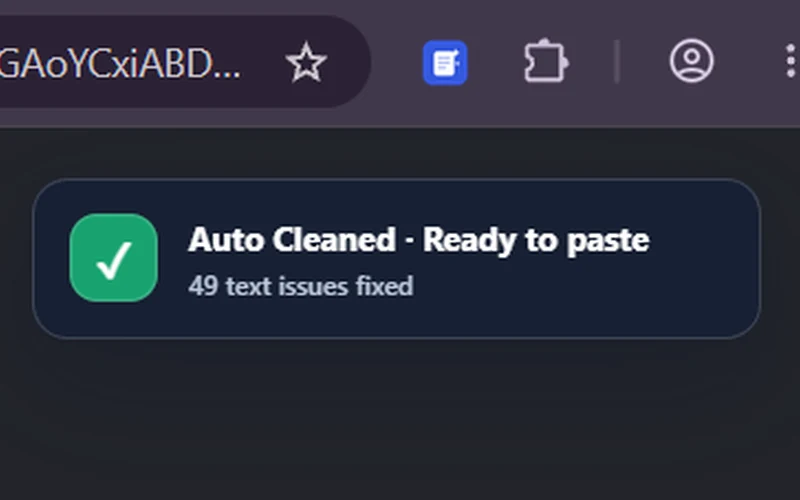 Clean Copy automatic cleaning notification showing text issues fixed